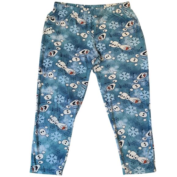 Disney Women Sleepwear Pants size M (8-10) Soft Velvet Stretchy Olaf Snow Frozen - Picture 1 of 10